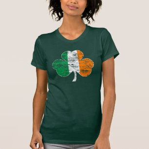 T-shirt irlandais de shamrock de drapeau (affligé