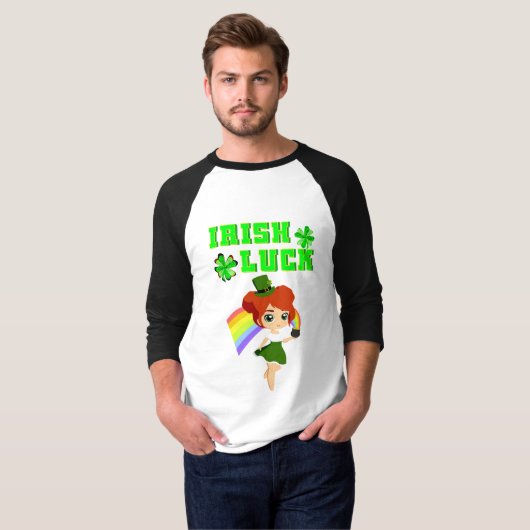 T-shirt Irlandais Luck leprechaun 17 Jour Saint Mars Patri (Devant entier)