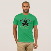 T-shirt Irlandais Noir avec Shamrock Noir St Patrick's Day (Devant entier)