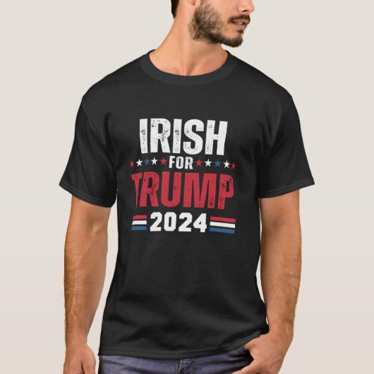 T-shirt Irlandais Pour Trump 2024 Drapeau Américain T Chem (Devant)