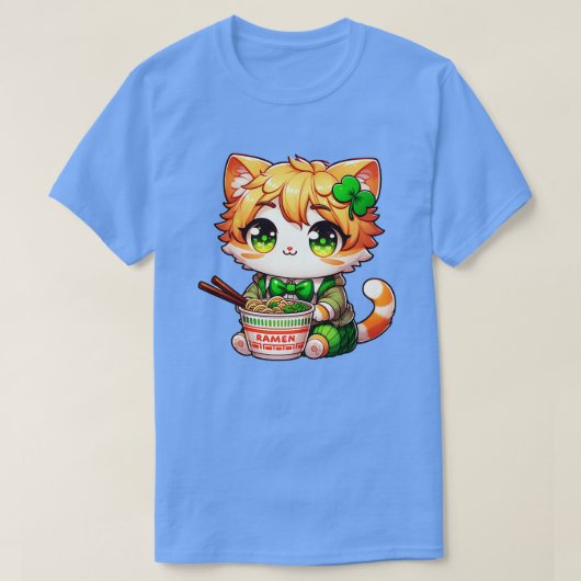 T-shirt Irlandais Ramen Chats Jour de la Saint Patrick mig (Design devant)