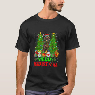 T-shirt Irlandais Setcher Chien Noël Arbre Lumières Vacanc
