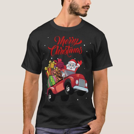 T-shirt Irlandais Terrier Avec Le Père Noël En Chien De Ca (Devant)