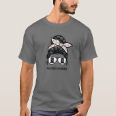 T-shirt Irlandais Wolfhound Chien Maman Messy Bun Lunettes (Devant)