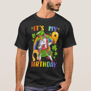 T-shirt Irlandaise Fille d'anniversaire 9 ans Unicorn Lepr