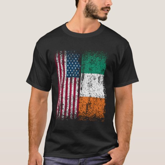 T-shirt Irlande Drapeau Américain Né Irlandais Patrimoine (Devant)