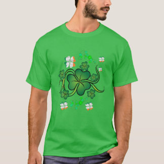 T-shirt Irlande Drapeau Lucky Four Leaf Shamrock St patric