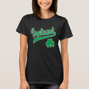 T-shirt Irlande Script Shamrock vert imprimé blanc O