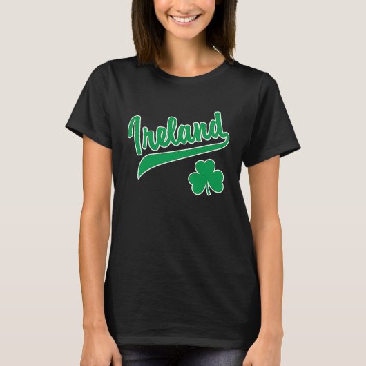 T-shirt Irlande Script Shamrock vert imprimé blanc O (Devant)