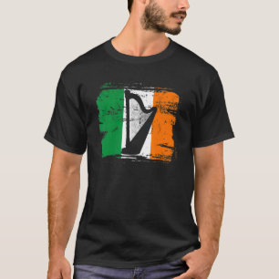 T-shirt Irlande Trad Musique Harpe Irlandais Drapeau Harpi
