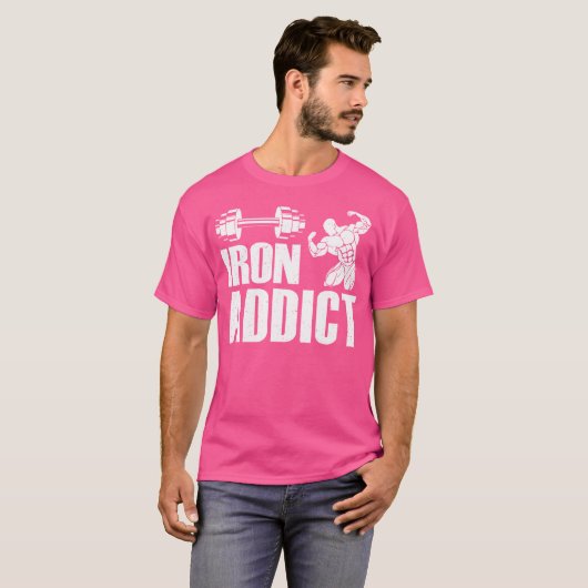 T-shirt Iron Addict Bodybuilder Exercice Drôle Poids (Devant entier)