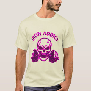 T-shirt Iron Addict - Skull Bodybuilding and Weightlifting