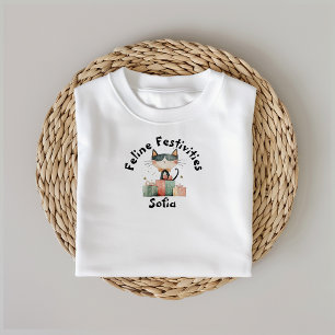 T-shirt Ironic Cat Maman cadeau de Noël avec le nom T-Shir