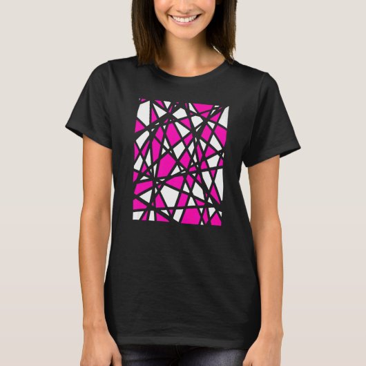 T-shirt Irregular White Shapes With Pink Accents Abstract (Devant)