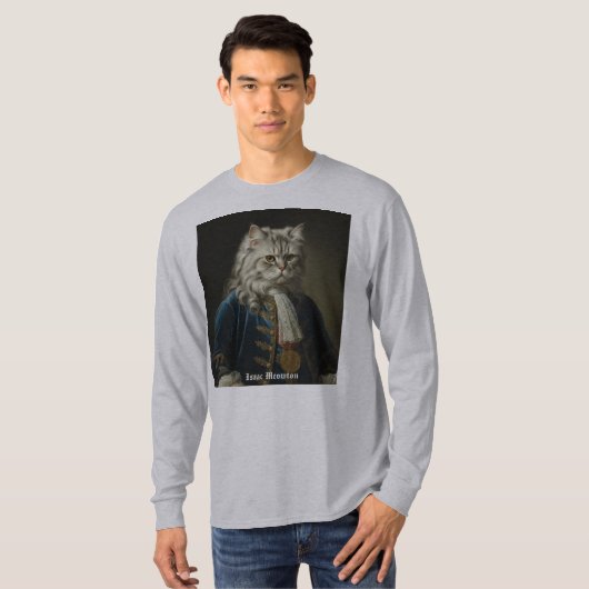 T-shirt Isaac Meowton Newton (Kitten / Cat Theme) Design (Devant entier)