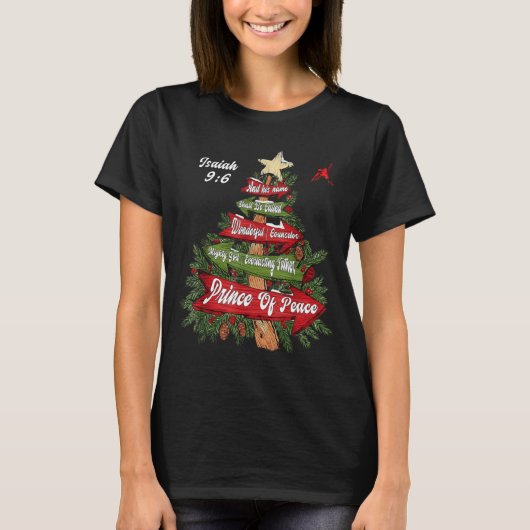 T-shirt Isaiah 9_6 And He Will Be Called Jesus Xmas Tree C (Devant)