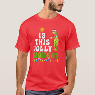 T-shirt ishis Jolly Enough Green Merry Christmasree Lights