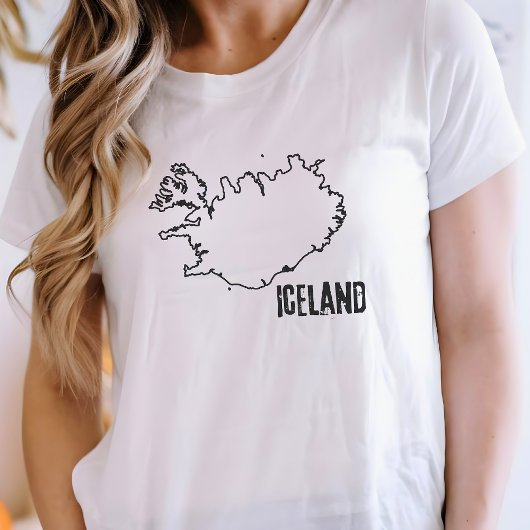 T-shirt Islande Carte du pays Ligne frontalière nationale 