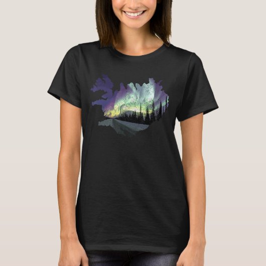 T-shirt Islande Carte Fire Ice Northern Light Islandais So (Devant)