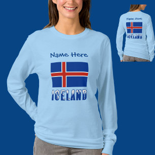 T-shirt Islande et Islande Drapeau bleu Personnalisation