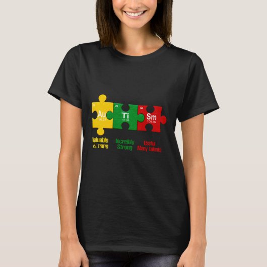 T-shirt Ism Puzzle Chimie Temps Tableau Éléments Autisme A (Devant)