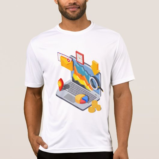 T-shirt Isometric Business Data Analytics Laptop (Devant)