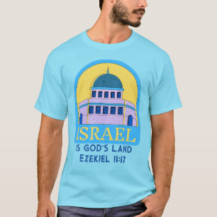 T-shirt Israël est la terre de Dieu Ezéchiel 11:17 Bleu Ja