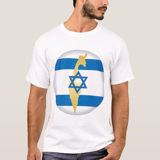 T-shirt Israel Flag and Map Blue Star of David Emblem (Devant)