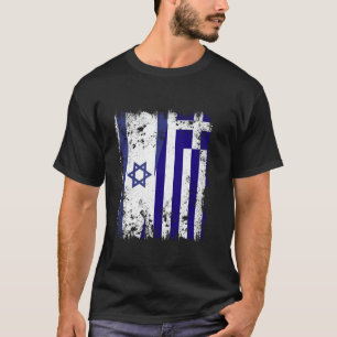 T-shirt Israël Grèce Demi-drapeau Israélien Drapeau grec H