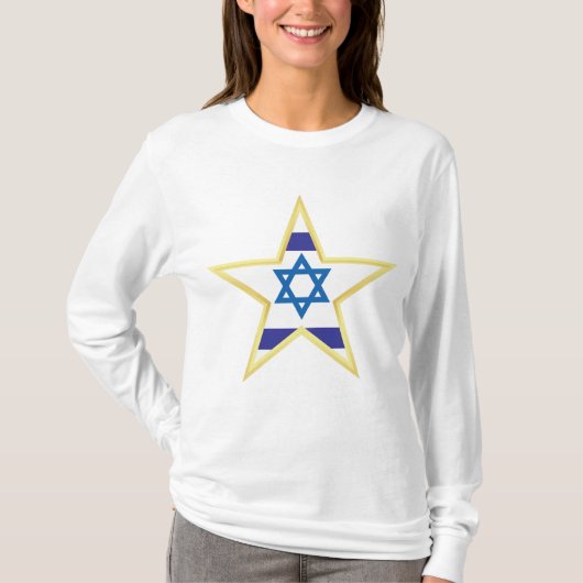 T-shirt Israeli Flag Star of David Gold Trimmed (Devant)