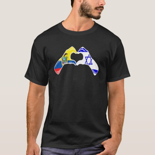T-shirt Isreal Ecuador Flag Isreali Ecuadorian Heart (Devant)