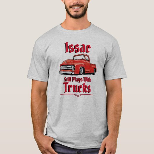 T-shirt Issac Joue Toujours Avec Des Camions (Devant)
