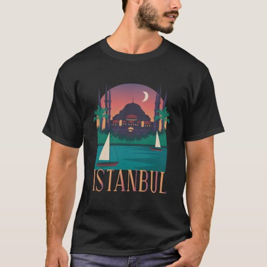 T-shirt Istanbul Turquie Skyline Silhouette Outline Sk (Devant)