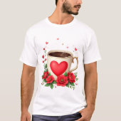 T-shirt It Is Coffee Time With Mug And Red Hearts (Devant)