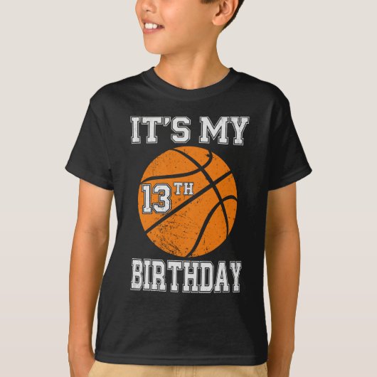 T-shirt It’s My 13th Birthday Basketball Design (Devant)