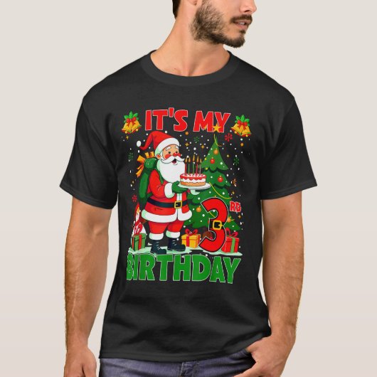T-shirt It’s My 3rd Birthday Santa Christmas Outfit 3 Year (Devant)
