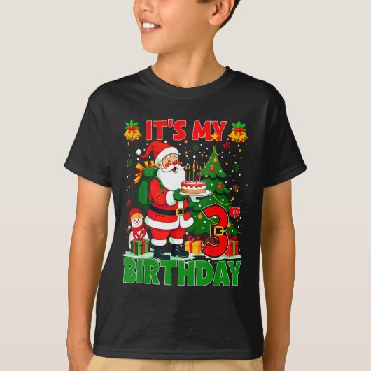 T-shirt It’s My 3rd Birthday Santa Christmas Outfit 3 Year (Devant)