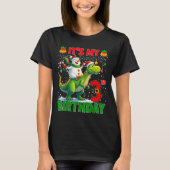 T-shirt It’s My 3rd Birthday Xmas Snowman Riding Dinosaur  (Devant)