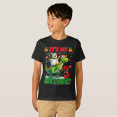T-shirt It’s My 3rd Birthday Xmas Snowman Riding Dinosaur  (Devant entier)