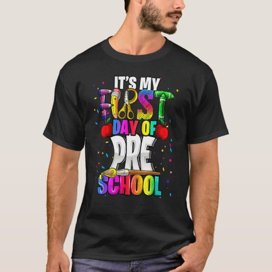 T-shirt It s My First Day Of Preschool Back To School Kit  (Devant)