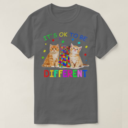 T-shirt It S Ok O Be Different Cat Autism Awareness  (Design devant)