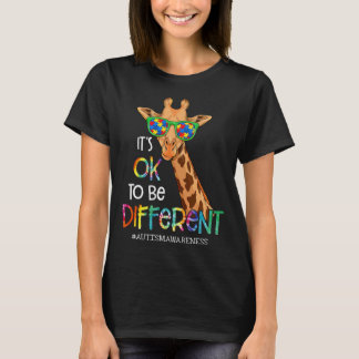 T-shirt It s Ok To Be Different Cute Giraffe Animal Autism