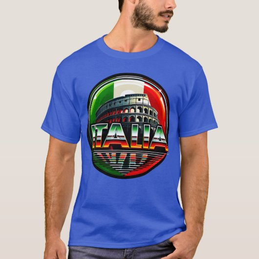 T-shirt Italia (Le Colisée avec drapeau italien) (Devant)