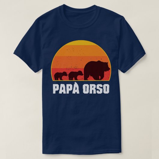 T-shirt Italian Papa Bear - Dad of Twins- Papa Orso Retro  (Design devant)