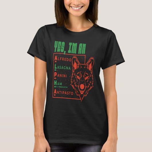 T-shirt Italian Wolf Alpha Pasta Animal Pup (Devant)
