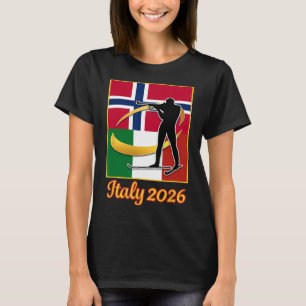 T-shirt Italie 2026 Biathlon Norvège et Italie Drapeau Hiv