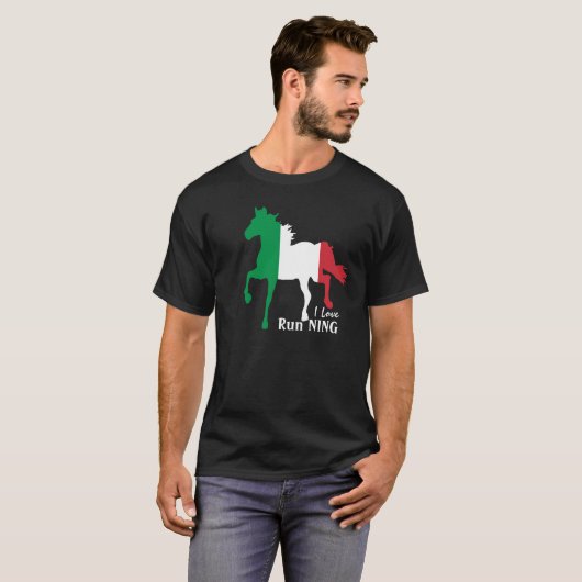 T-shirt Italie, Cheval, Drapeau Italien & I love running (Devant entier)