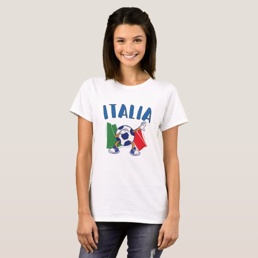 T-shirt Italie Dabbing Soccer Ball Drapeau (Devant entier)