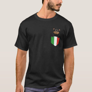 T-shirt Italie Drapeau Chihuahua Noir Chien Dans Une Poche
