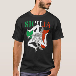 T-shirt Italie Drapeau Trinacria Sicile Drapeau Sicile Ita